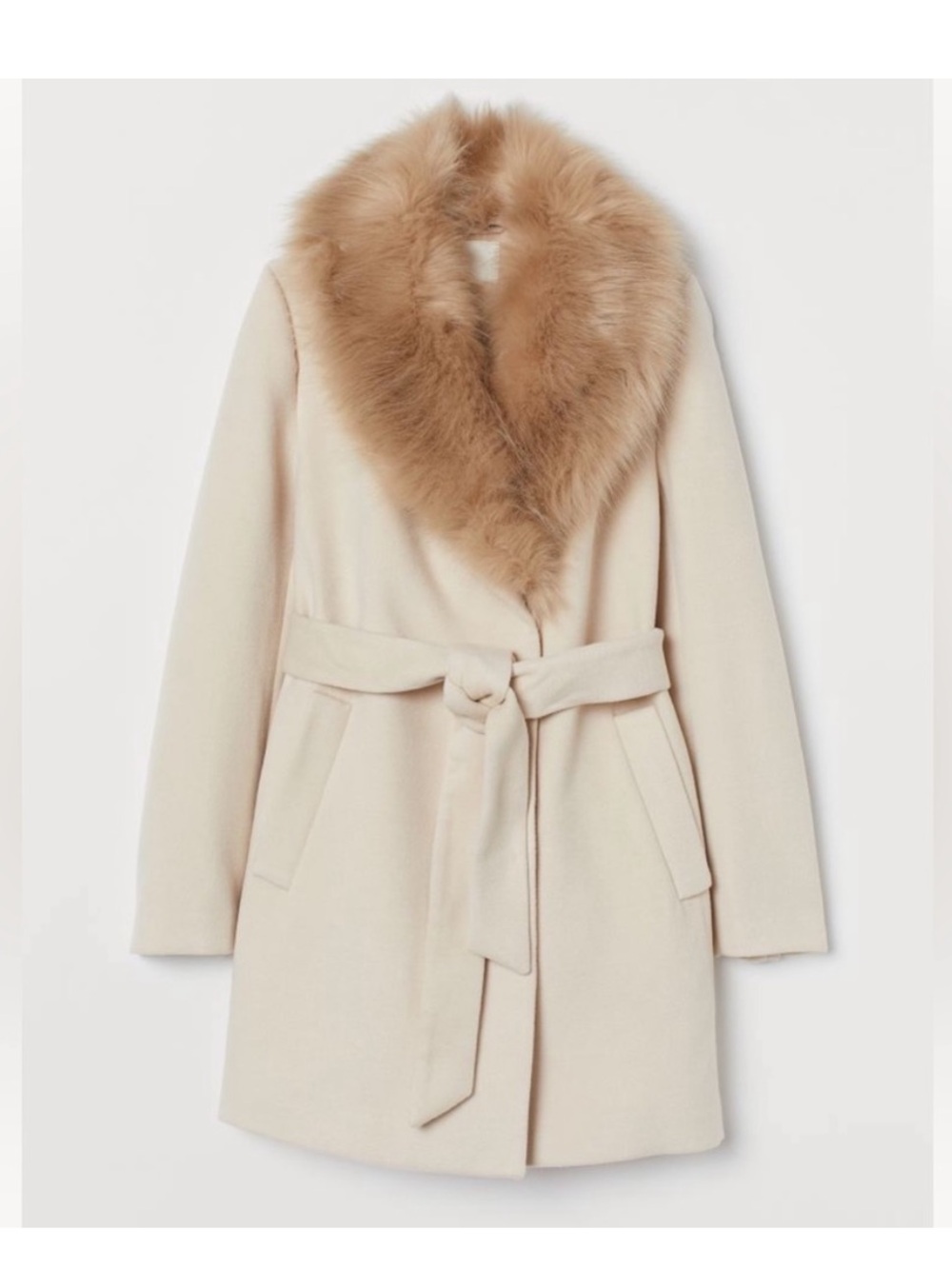 H&M Coat with Detachable Faux Fur Collar
